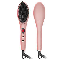 Electric Personalized LED Display Hair Straightening Comb Ionic Massage Hair Straightener Brush Ceramic GF-HSB002