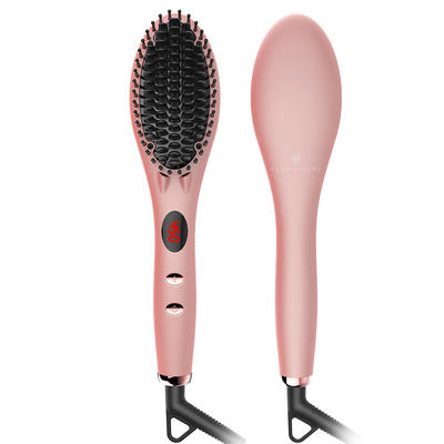 Electric Personalized LED Display Hair Straightening Comb Ionic Massage Hair Straightener Brush Ceramic GF-HSB002